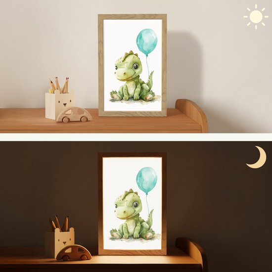 Nachtlampje 20x30 cm - Kinder lamp - Draak - Baby dier - Blauwe ballon - Tafellamp kinderkamer - Slaapkamer lamp - Bedlamp kinderen - Kinderlampje stopcontact - Wandlamp babykamer - Nachtlampjes van Merkloos — afbeelding 4