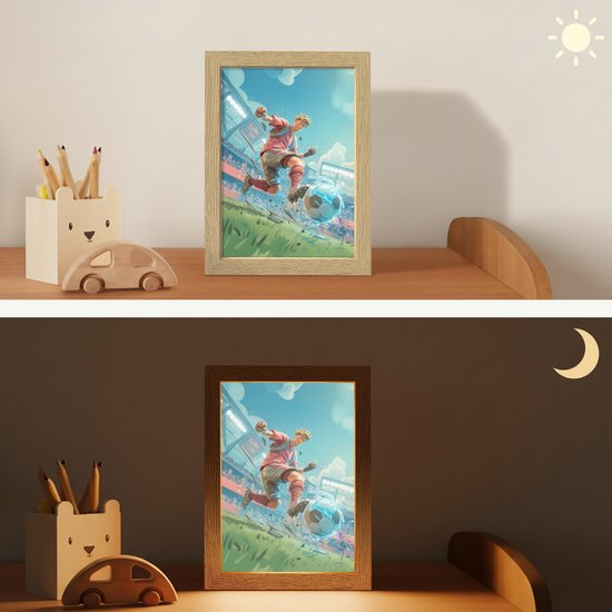 Nachtlampje 15x20 cm - Kinder lamp - Stadion - Voetbal - Jongen - Rood - Tafellamp kinderkamer - Slaapkamer lamp - Bedlamp kinderen - Kinderlampje stopcontact - Wandlamp babykamer - Nachtlampjes van Decoware — afbeelding 4