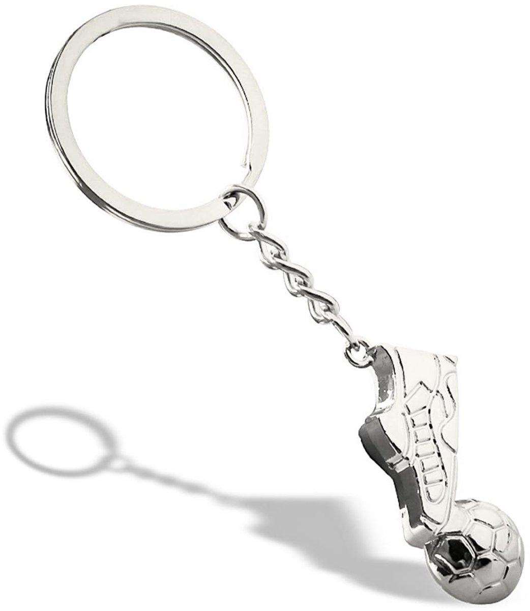 IMPERATORIS® Sleutelhanger Voetbal - Kinderen Jongens en Meisjes - zilver - 30 x 11 x 3 mm