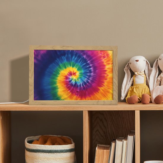 Nachtlampje 30x20 cm - Kinder lampje - Regenboogkleuren - Spiraal - Kleurrijk - Tafellamp kinderkamer - Slaapkamer lamp - Bedlamp kinderen - Kinderlampje stopcontact - Wandlamp babykamer - Nachtlampjes van OnlyWow — afbeelding 3
