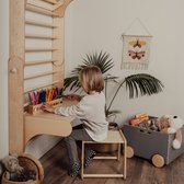 COSTWAY 7-in-1 wandrek voor kinderkamer, klimwand van metaal met optrekstang, ladder, touw en netwand, klimrek voor binnen, turnwand voor kinderen en volwassenen, belastbaar tot 200 kg