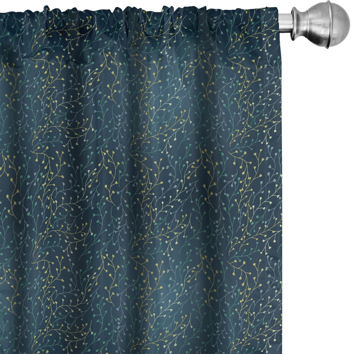 ABAKUHAUS 2x Verduisterende Voorhang – Microvezel – Donkerblauw/Groen Dunkelblauw
