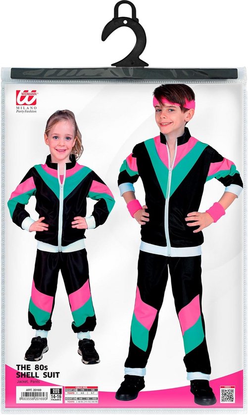 W WIDMANN MILANO Party Fashion - Kinderkostuum, trainingspak, jas en broek, jaren 80-outfit, joggingpak voor carnaval en feestjes