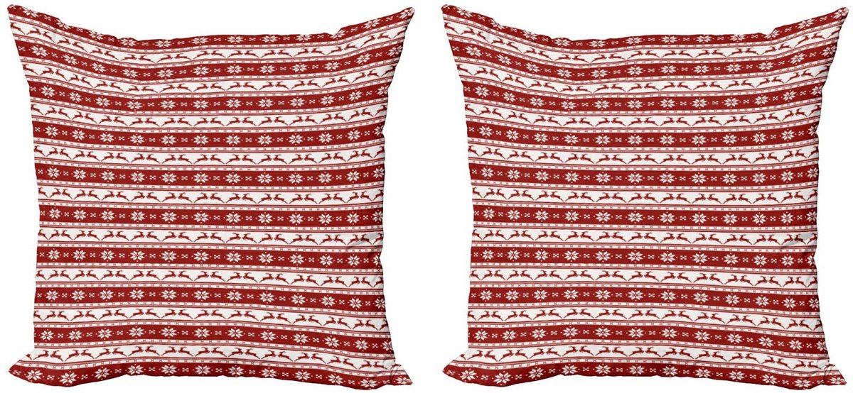 ABAKUHAUS Kussenhoes – 2x40x40 cm – Winter-Rotwild Sneeuwvlekken, Dubbelzijdig bedrukt, Rits Wit Rubin