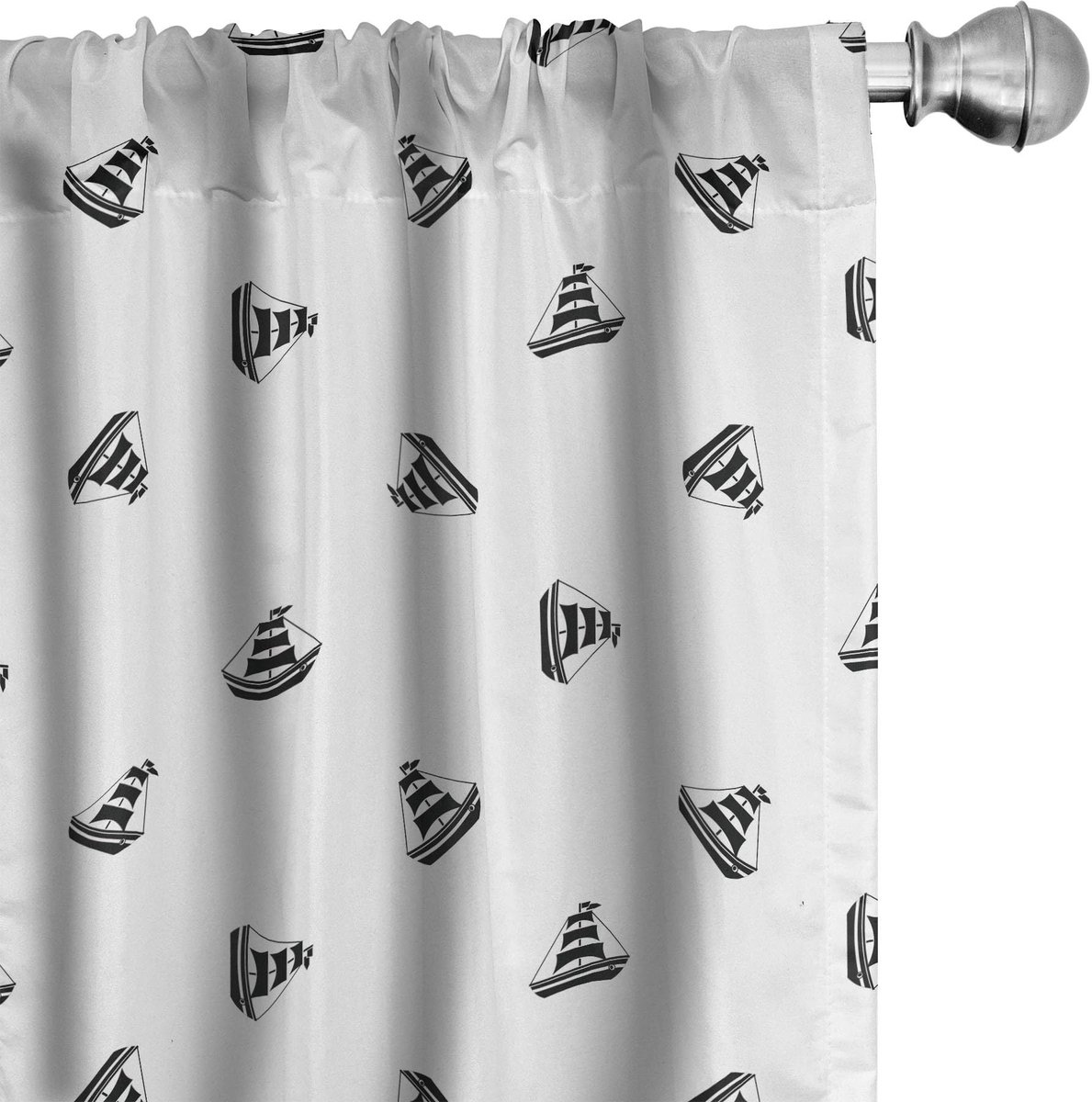 ABAKUHAUS Zeilboot Gardijnen – 2x75x245 cm – Zwart & Wit Zwart en wit