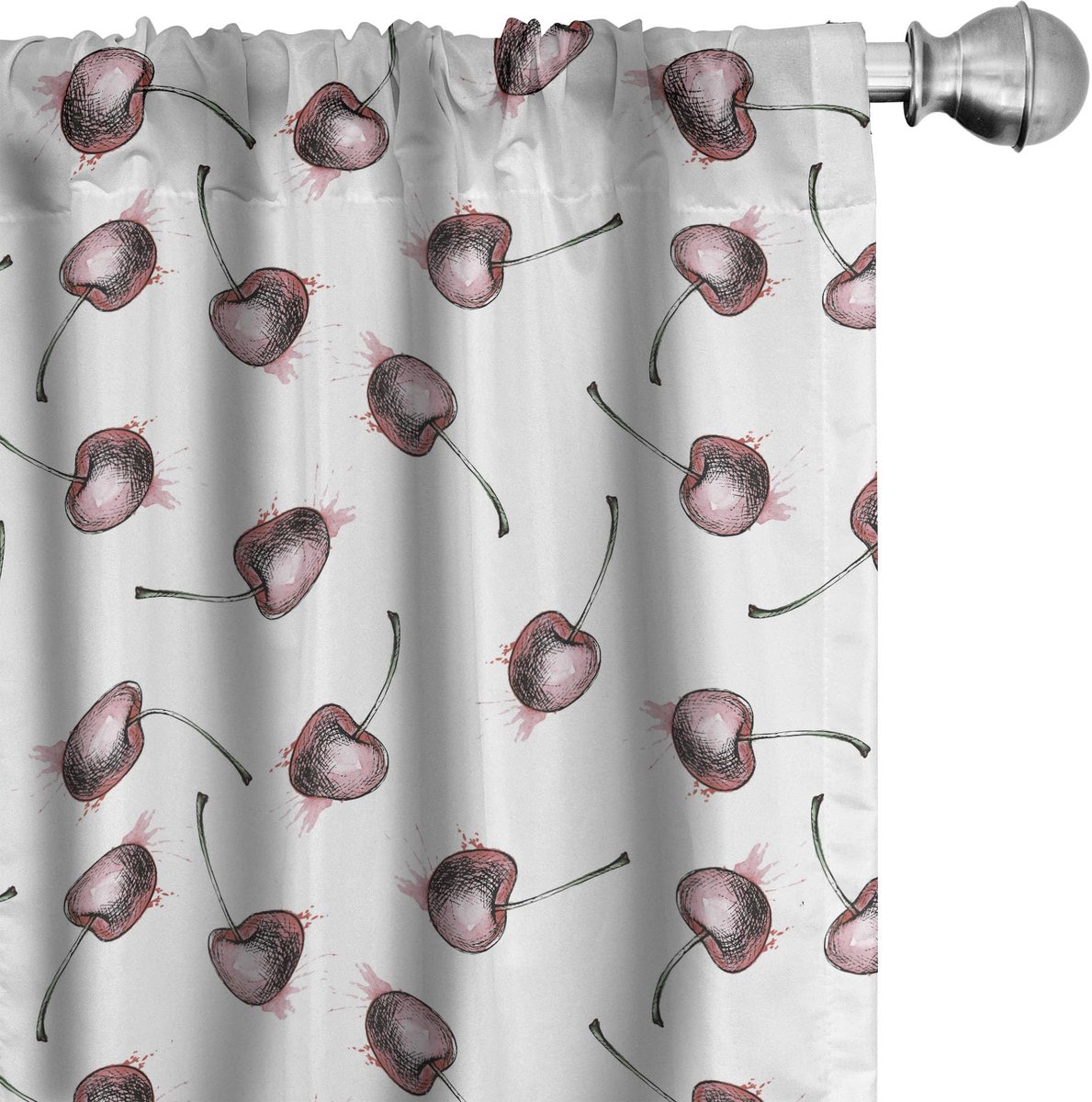 ABAKUHAUS Kers – Gordijnen – 2x75x225 cm – Microvezel – Wit/Lichtroze