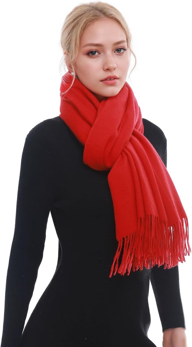 Dames sjaal Winter Herfst – Warme Zachte Omslagdoek Shawl – 70 x 200 cm , rood