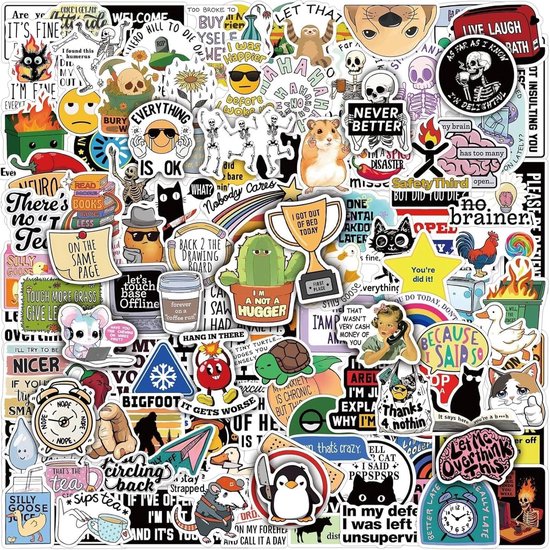 Puraesla 105 stuks grappige stickers voor volwassenen, prank meme (dirty) groot stickerpakket voor bumper, lichtschakelaar, waterflessen, harde hoeden, computers, vinyl waterdichte stickers