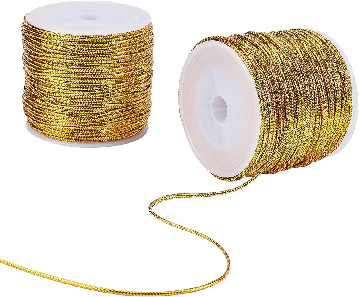 2mm Gouden Metalen Lintdraad 100m - voor Geschenken en Knutselen