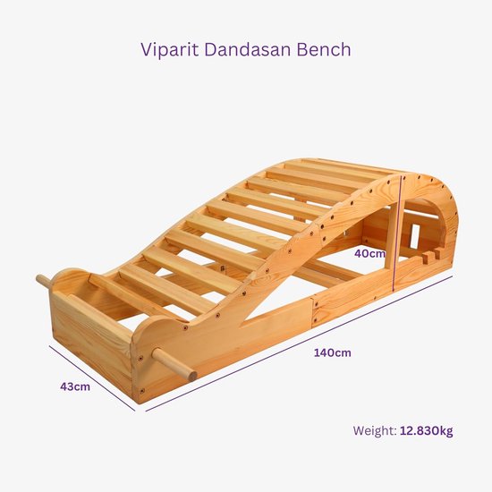 Yoga Bank Viparit Dandasan - Houten Achteroverbuiger - Iyengar Yoga Hulpmiddel - Voor Ondersteuning Rug - Voor Achteroverbuigingen - Voor Vooroverbuigingen - Massief Pijnhout - Robuust - Gemakkelijk te Monteren - Voor Alle Leeftijden — afbeelding 2