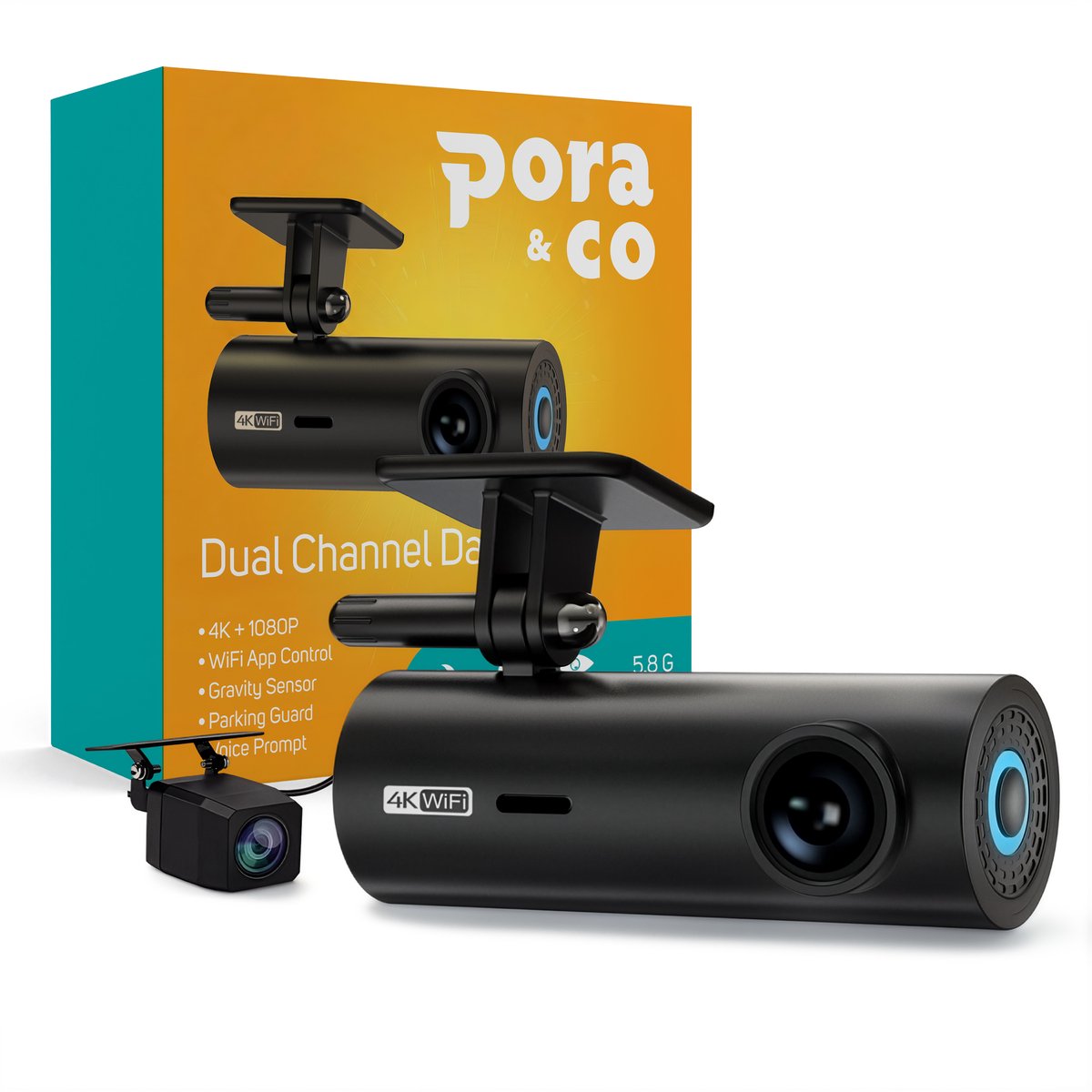Pora&Co Dashcam Dual Lens 4K – Voor & Achter Camera – Ultra HD – Nachtzicht – Parkeermodus thumbnail 7