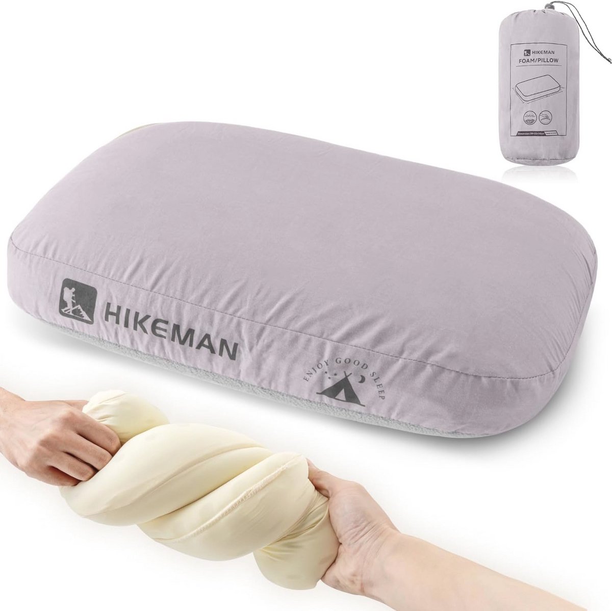 Ultralight Camping Memory Foam Pillow - Ergonomic Neck Support for Travel, Car, Beach and Office