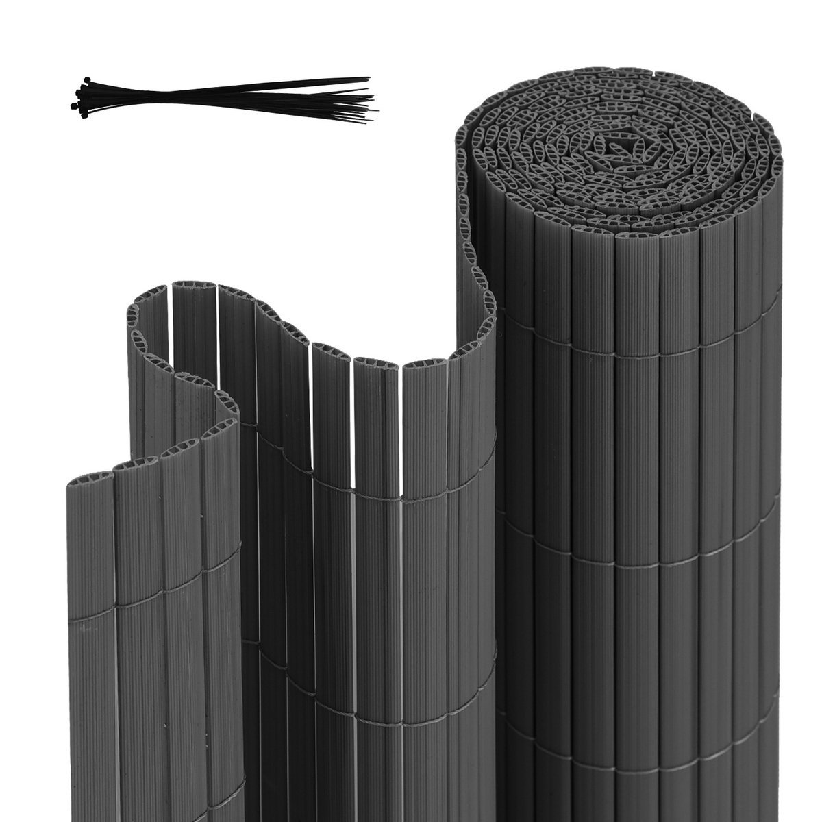 0.8 x 4 m PVC Tuinscherm voor Privacy – Tuinafscheiding & Balkonscherm – Grijs
