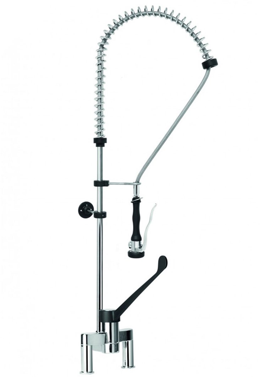 Monolith® - Professionele Horeca kraan - Voorspoeldouche - mengkraan - RVS / INOX spoelkraan - 38x23x107 cm (DxBxH) - 6 kg - 6800