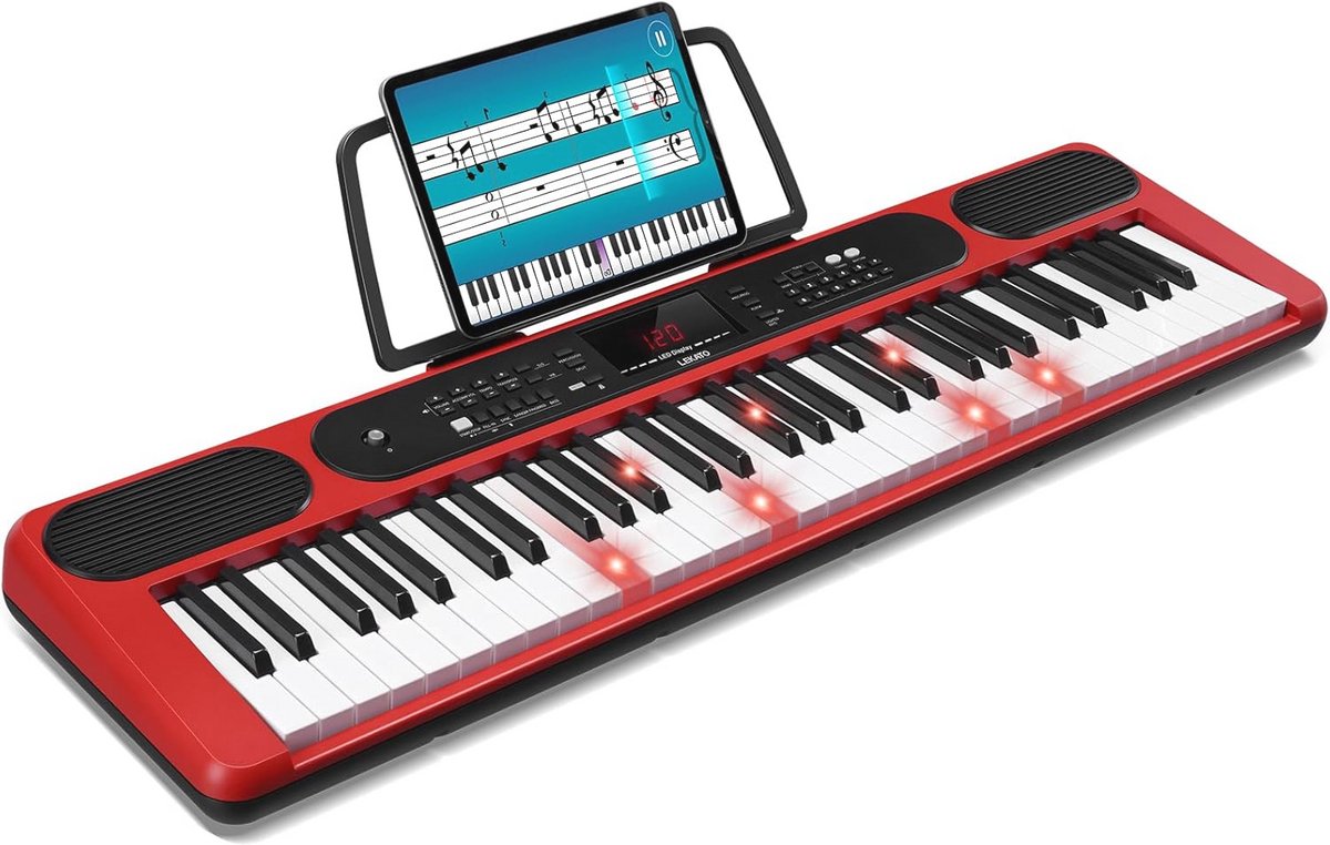 Elektronisch keyboard met 61 toetsen - Ideaal voor beginners met verlichte toetsen, ingebouwde luidsprekers en leermodi