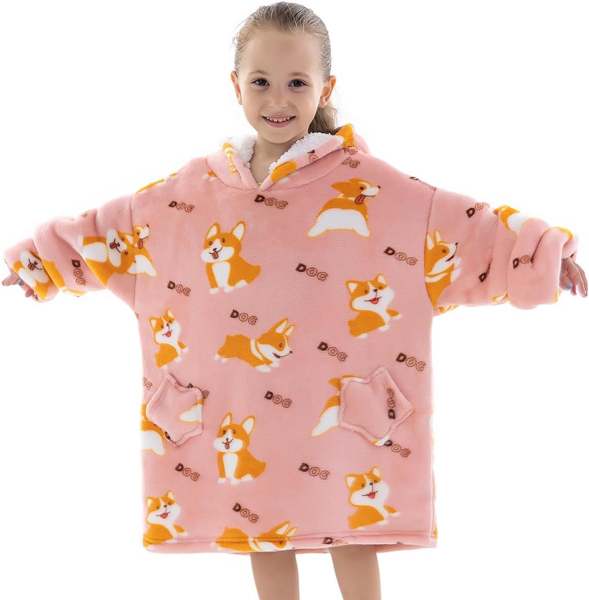 Extra Grote Deken Hoodie met Mouwen voor Volwassenen en Kinderen - One Size Sherpa Comfort