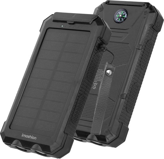 imoshion Solar Powerbank 20.000 mAh - Zonne-energie - Power Delivery & LED indicator - Zaklamp & Kompas - Noodpakket