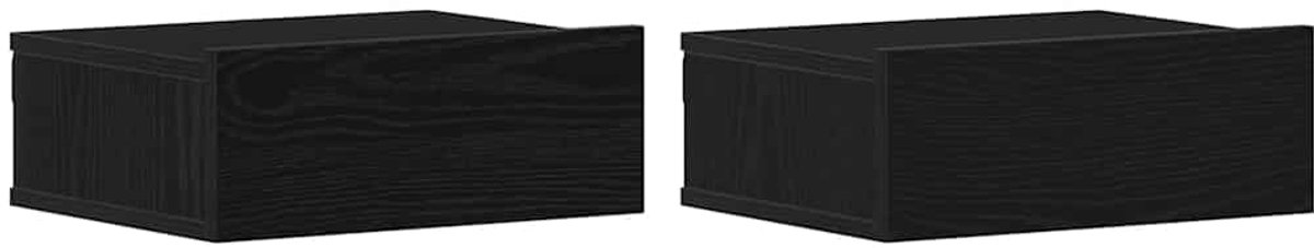 vidaXL Nachtkastjes - zwevend - 2 - st - 40x32x15 - cm - bewerkt - hout - zwart - eiken zwarte eik