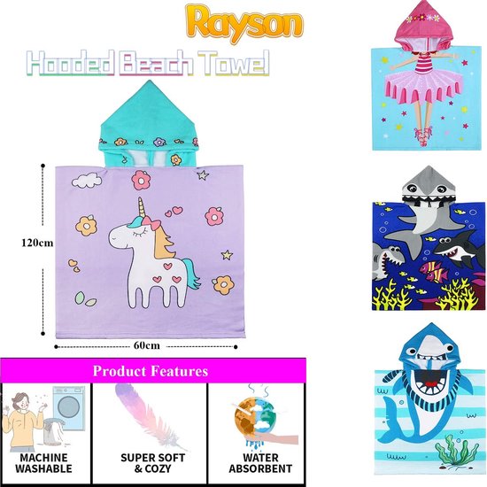 Zachte Kinderbadjas met Capuchon - Absorberende Pony Strandponcho voor Jongens en Meisjes — afbeelding 2