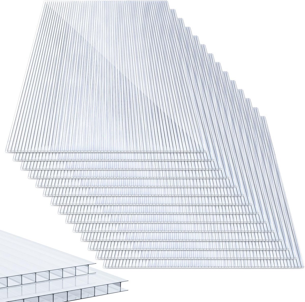 14 Stuks Polycarbonaat Platen Dubbelwandig voor Folietunnel en Daken 10,25 m² Totaal