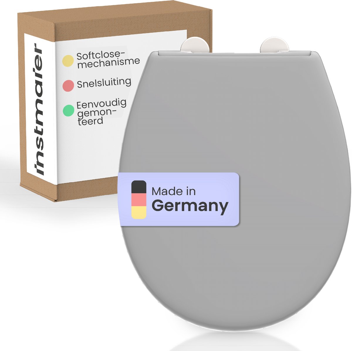 instmaier Alma - toiletzitting - Made in Germany - duroplast - ovale vorm - Grijs
