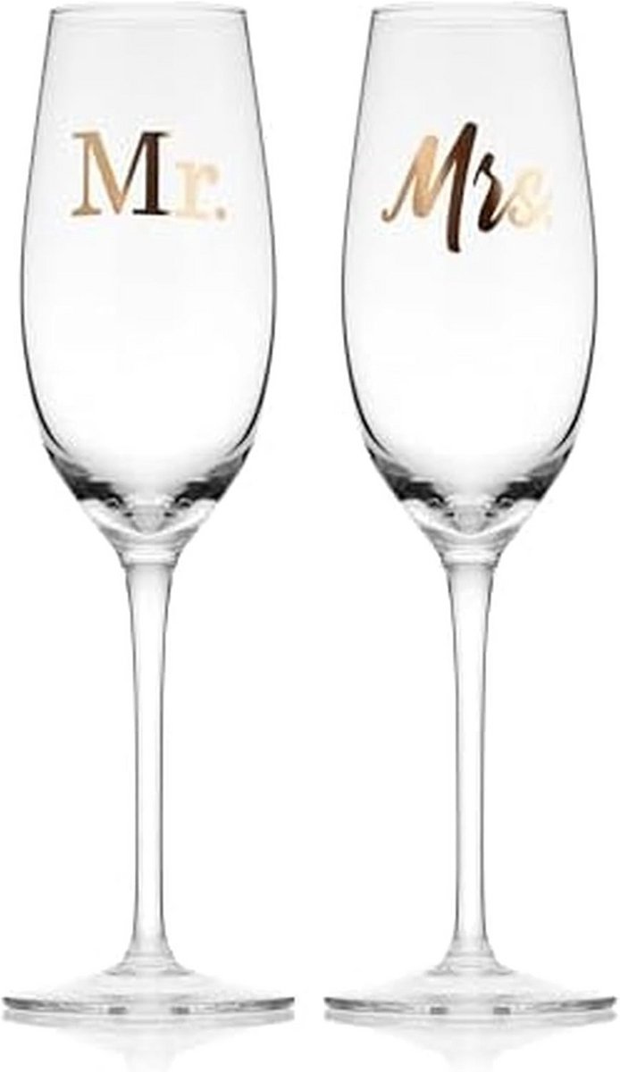 Gouden huwelijksverjaardag champagne fluiten set van 2, 8 oz, helder