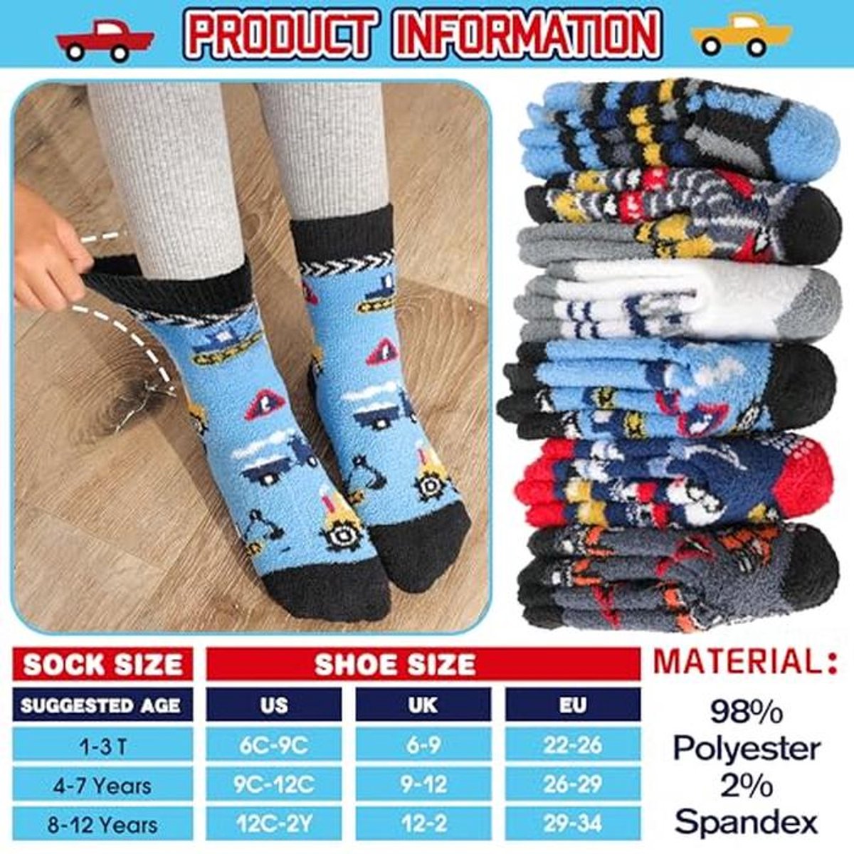 6 Pairs Kids Non-Slip Warm Socks - Cuddly and Thick for Winter — cadeau in Cadeau-ideeën - foto 6