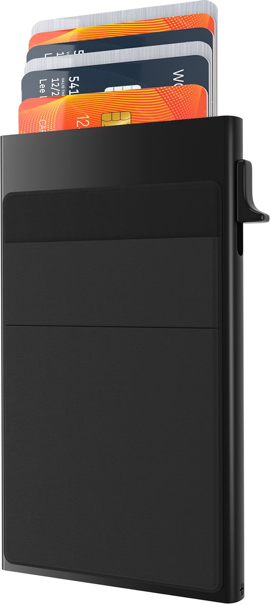 Hëndig Premium Pasjeshouder met Sleeve Mannen Zwart- 9 pasjes + Briefgeld RFID Creditcardhouder Mannen en Vrouwen Uitschuifbaar Portemonnee Inc. Luxe Cadeauverpakking