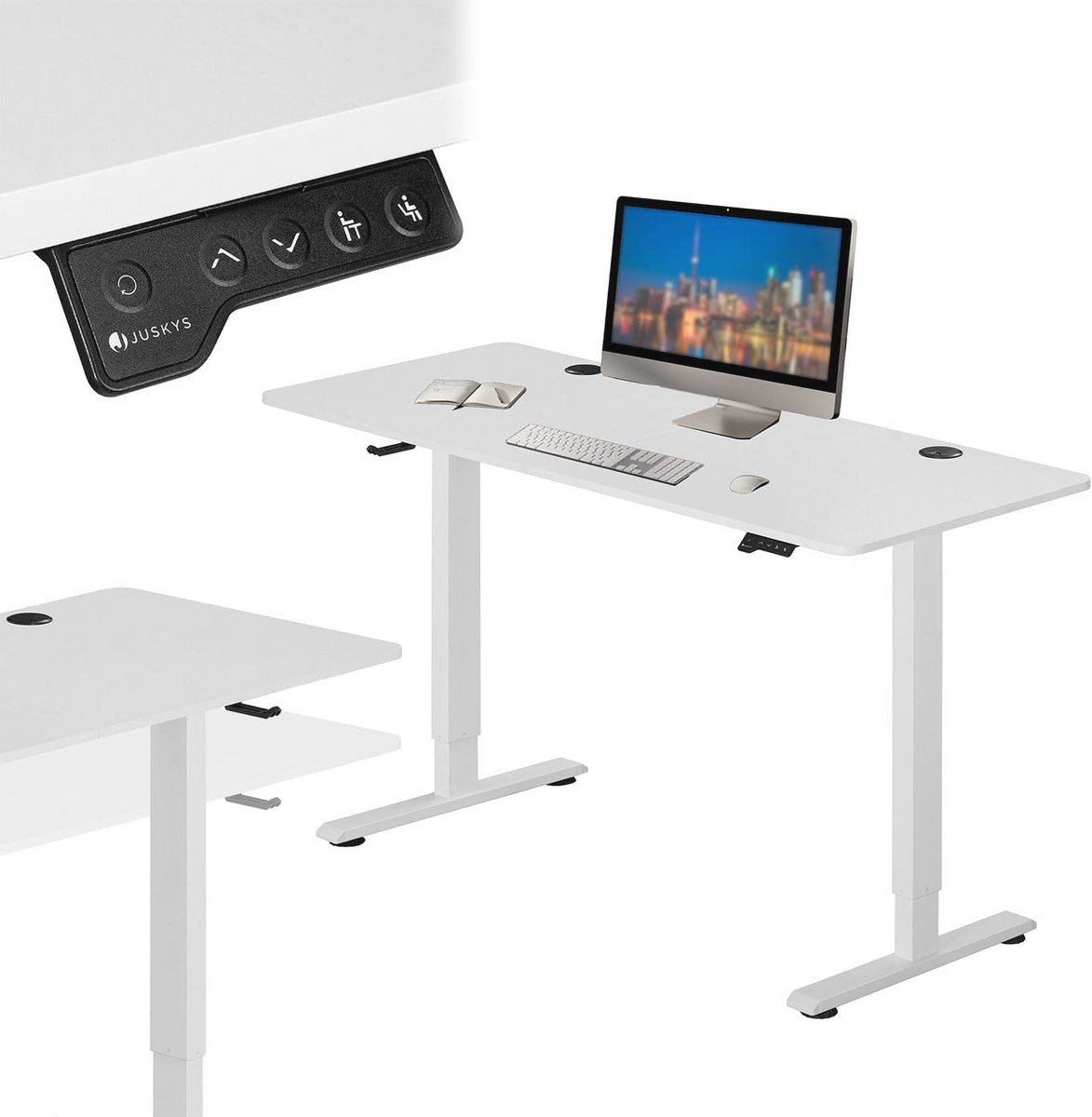 In hoogte verstelbaar bureau 140 x 60 cm elektrisch verstelbaar met geheugenfunctie