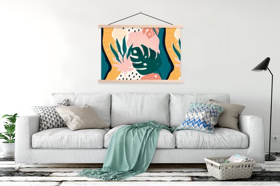 Porte-affiche avec affiche - Affiche scolaire - Feuilles - Couleurs - Motifs - 120x80 cm - Lattes vierges