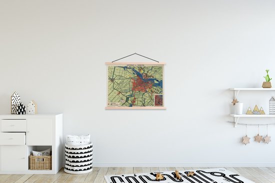 Un plan de la ville historique d' Amsterdam et ses environs affiche scolaire à lattes plates vierges - Plan d'étage 60x45 cm - Tirage photo sur affiche textielposter (décoration murale salon / chambre)