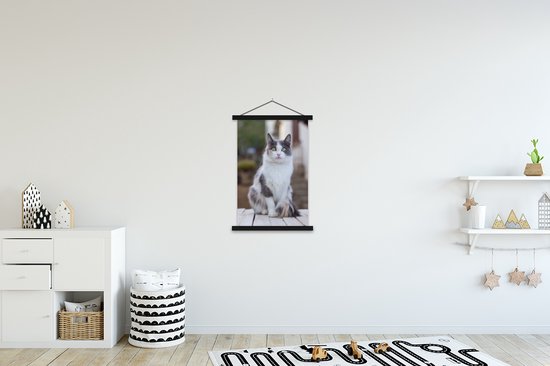 Photo portrait chat blanc gris textielposter affiche 60x90 cm