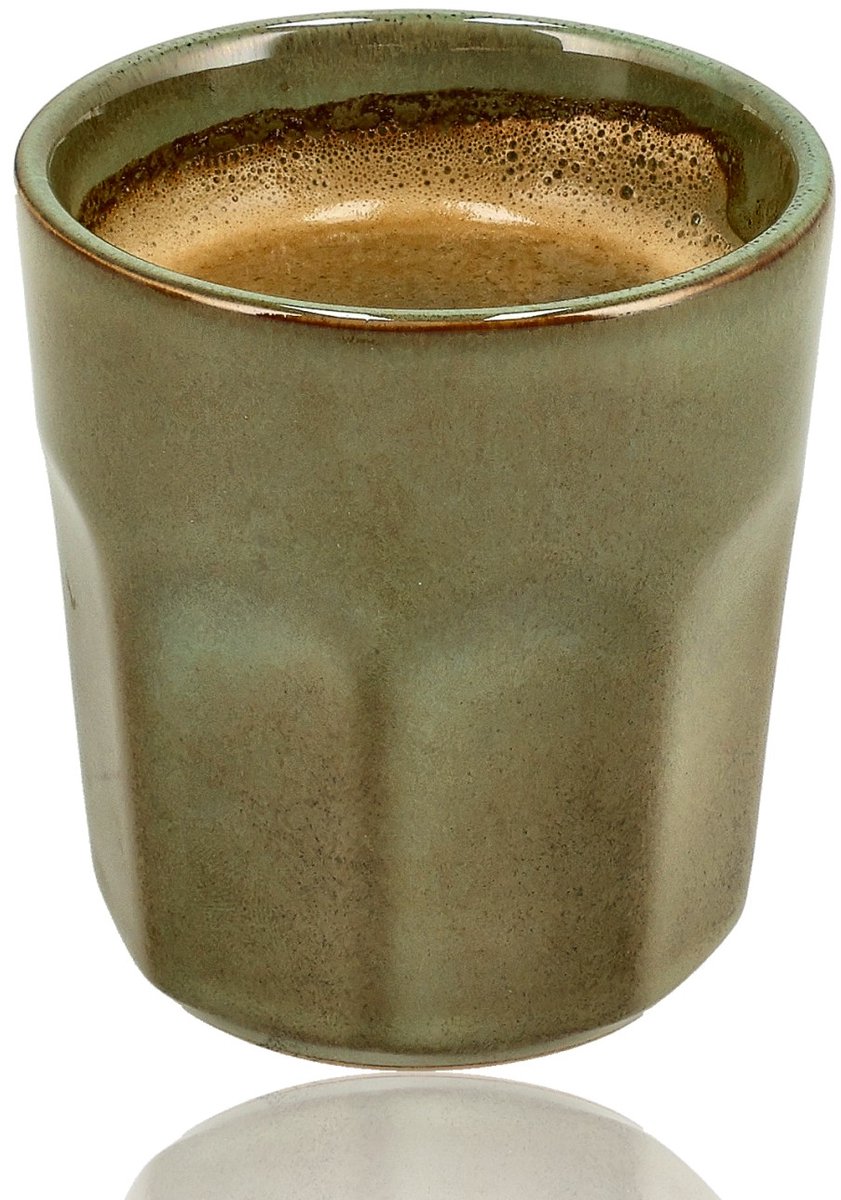 Koffiekopje 200ml – Groen Glazuur Zonder Oor – Keramisch Espresso Kopje en Cappuccino Beker – Aardewerk Koffiemok – Voor Koffie, Thee en Horeca