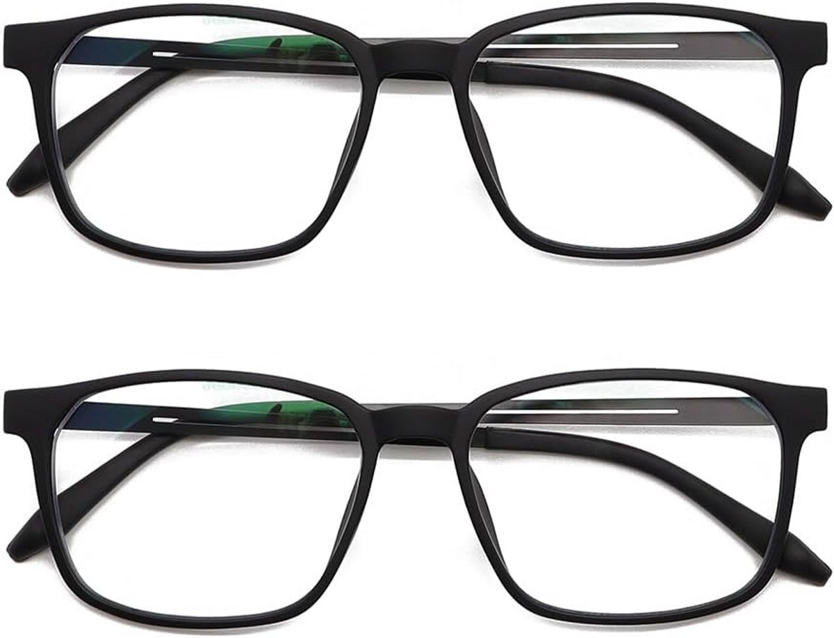 2x Brede Leesbril met Blauwlichtfilter - Extra Breed montuur (145mm) - Flexibel