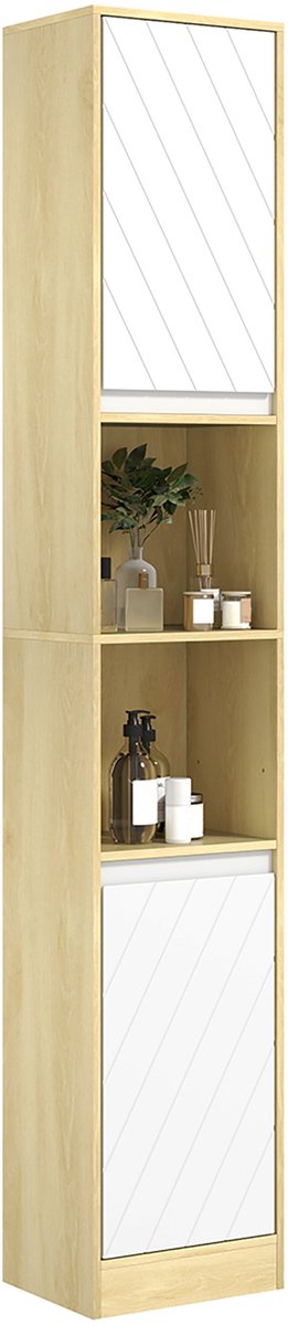 HOMCOM Badkamerkast - MDF, Spaanplaat - 30x24x170cm - Wit