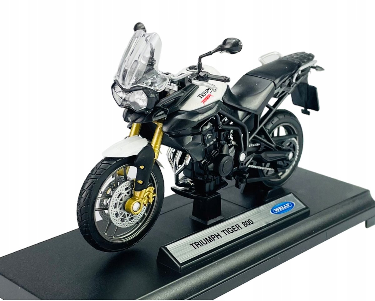Welly Triumph Tiger 800 schaal 1:18 motorfietsmodel met standaard