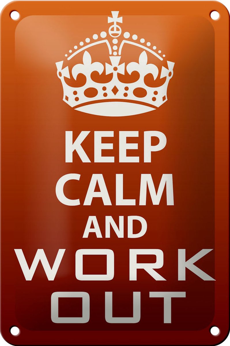 Blechschild Spruch 12x18cm Keep Calm and work out