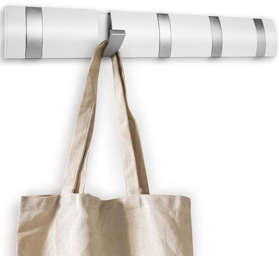 MEIJO Wandkapstok met 8 haken, kapstokhaken, wandhaken voor handdoeken van roestvrij staal (wit, 8 haken MEIJO Wandkapstok met 8 haken, kapstokhaken, wandhaken voor handdoeken van roestvrij staal (wit, 8 haken