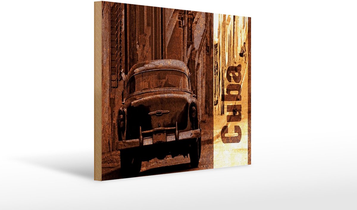 Holzschild Spruch 40x30cm Cuba Auto Oldtimer Retro