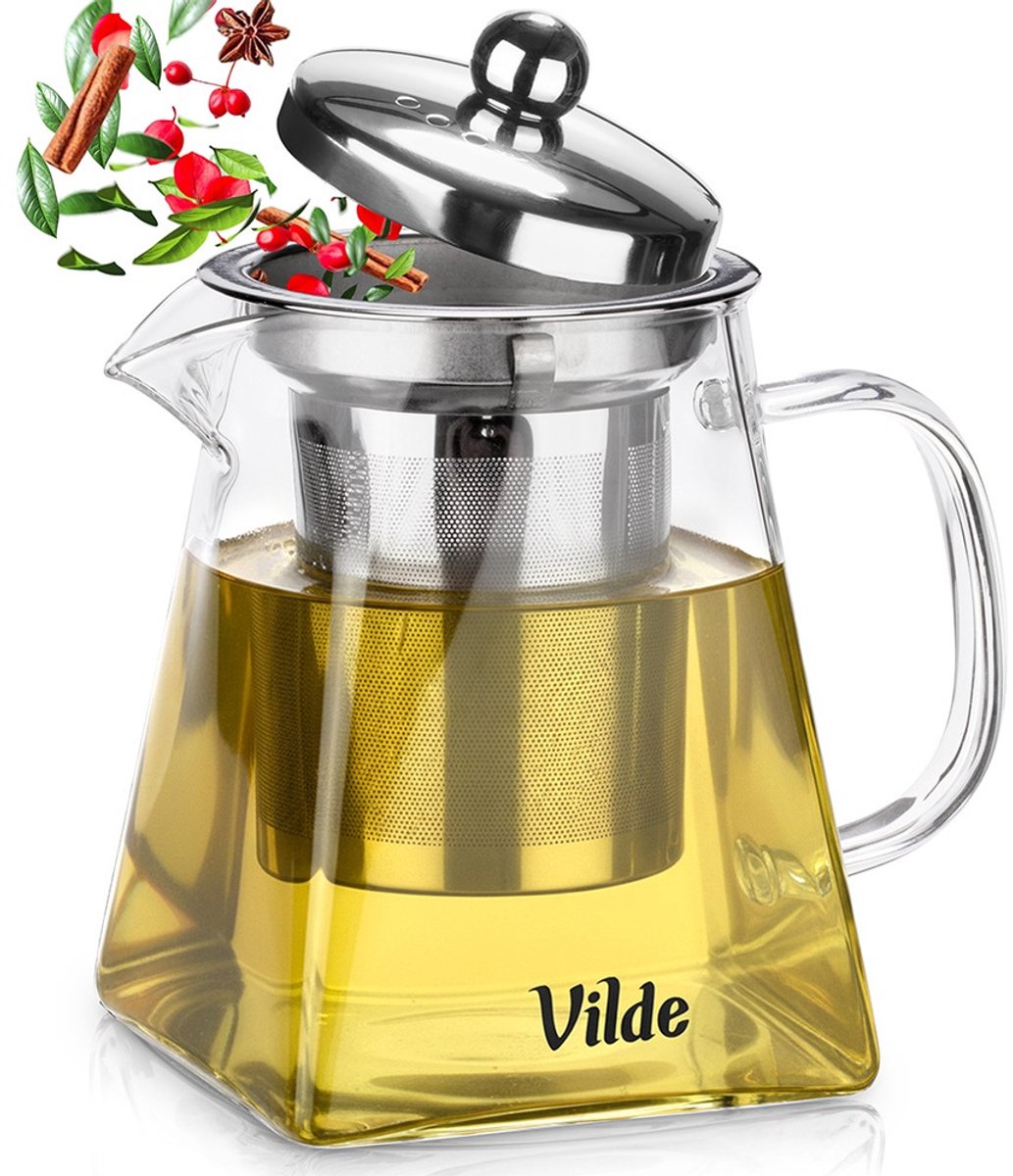 Theepot met Filter Glas Hittebestendig 490 ml - Koffie- en Thee Pot - Infuser - Theezeef - Filter - Zeef