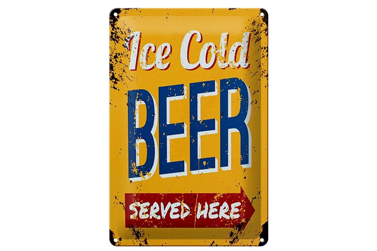 Blechschild Retro 20x30cm Ice Cold Beer served here Bier