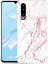 Huawei P30 Hoesje White Pink Marble