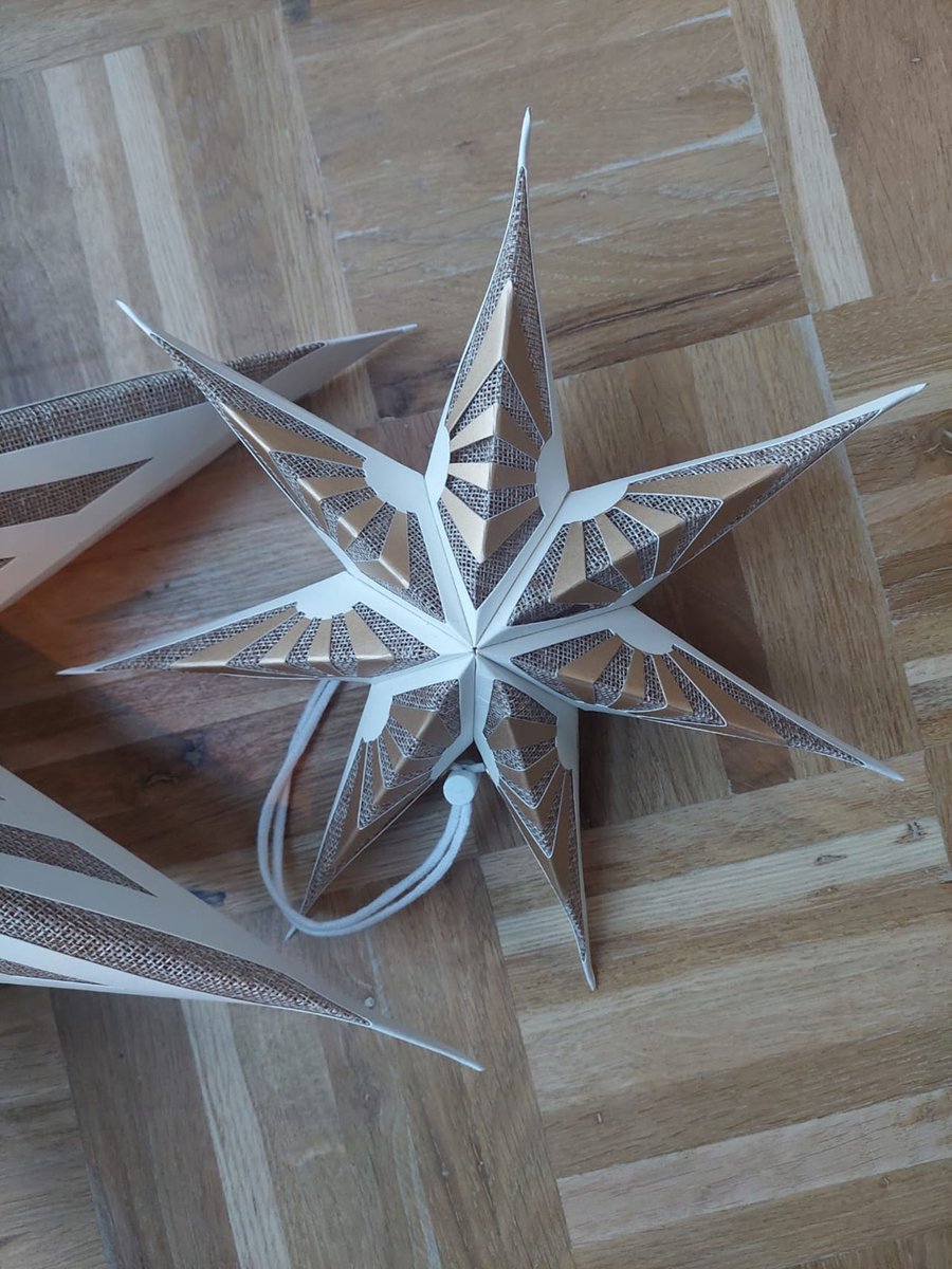 Floz Design eco en duurzame kerstster 3d - jute en papier - direct een milieubewuste sfeer in huis - 30 cm - voor in huis, winkels, kantoren of restaurants - eenvoudig op te hangen - zonder verlichting