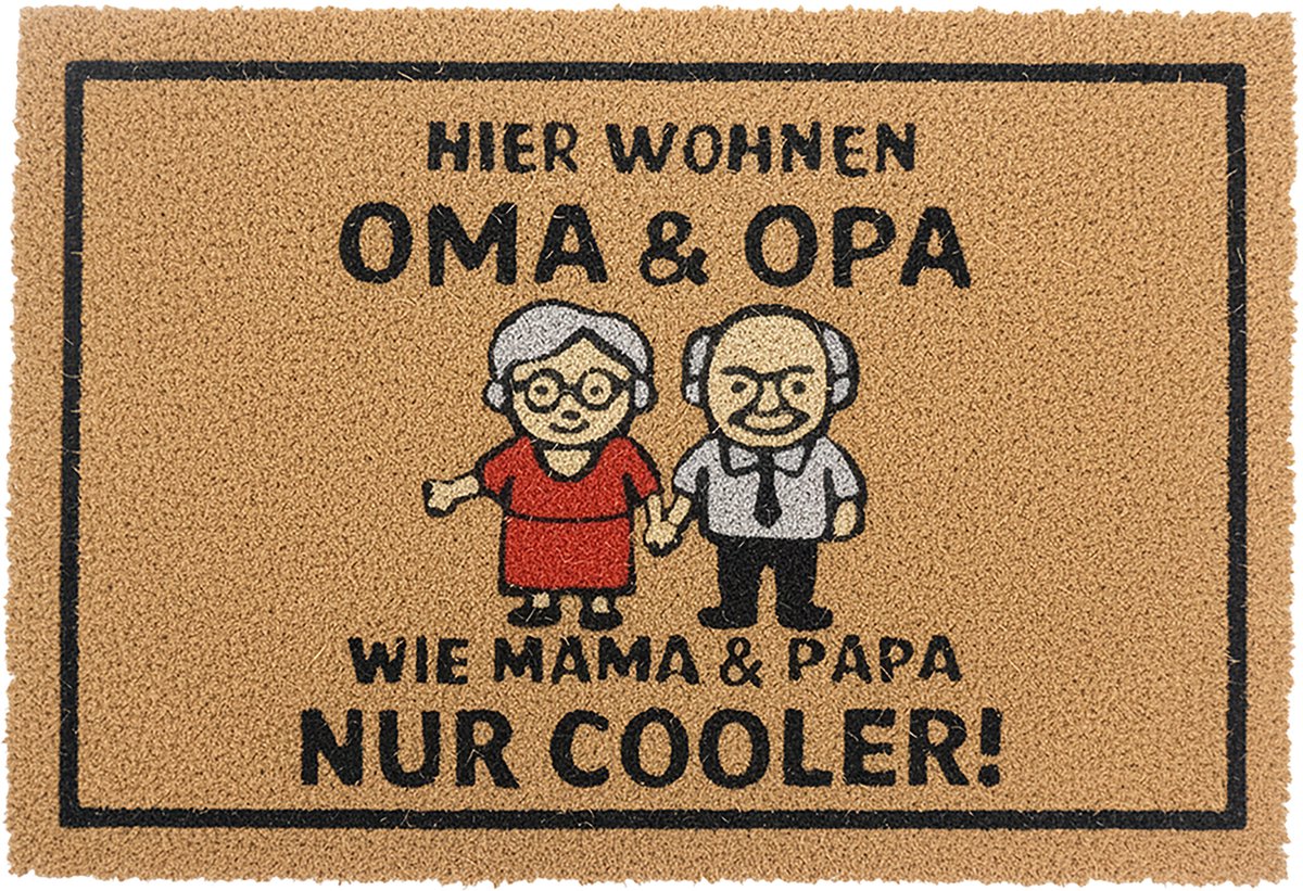 Deurmat kokos - 60 x 40 cm - oma en opa - antislip