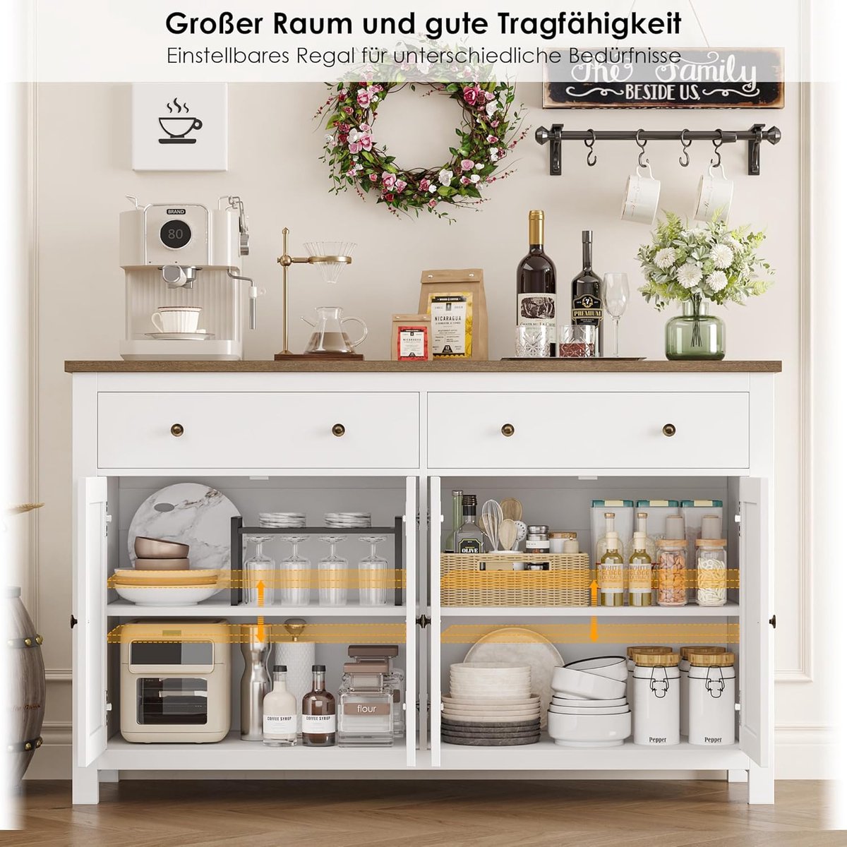 Dressoir keukenbuffet Verona – 140 - Wit - Verona – 140 cm breed, - Medahomestore