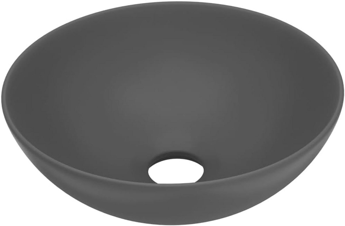 Ronde keramische wastafel donkergrijs