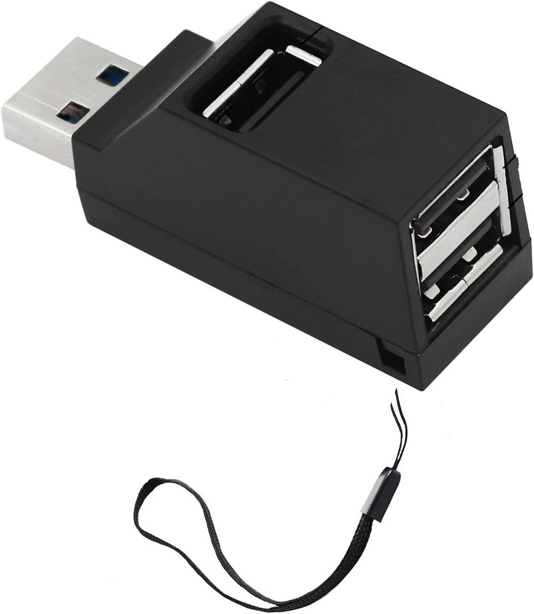 Draaibare 3-Poorts USB 2.0 Hub Adapter voor Laptop en PC