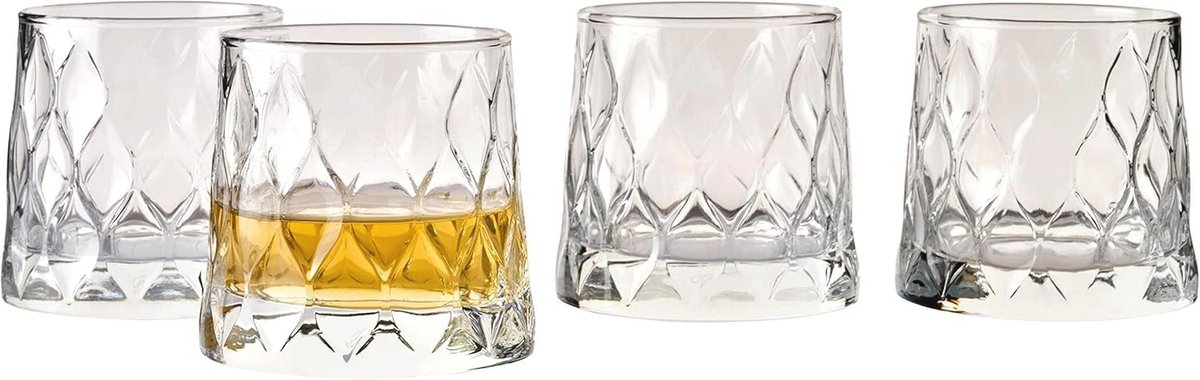 Premium Whiskyglazen Set van 4 met Zware Basis - 10 oz Ouderwets Design