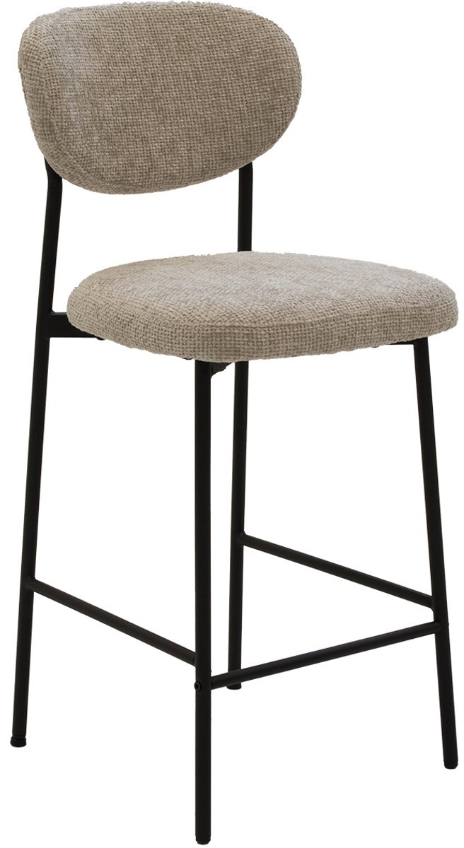Giga Meubel Barkruk Vajen - Stof/Metaal - Beige - Set van 2