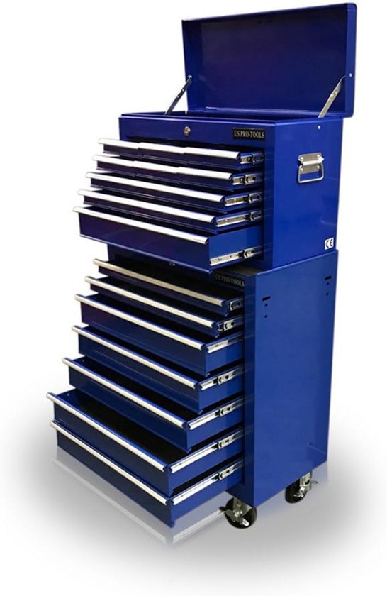 PAFEN Rollende werkplaatslade, premium gereedschapswagen, gereedschapskist op wielen, 445 x 335 x 850 mm, zeer stabiel, bestand tegen chemicaliën, werkplaatswagen